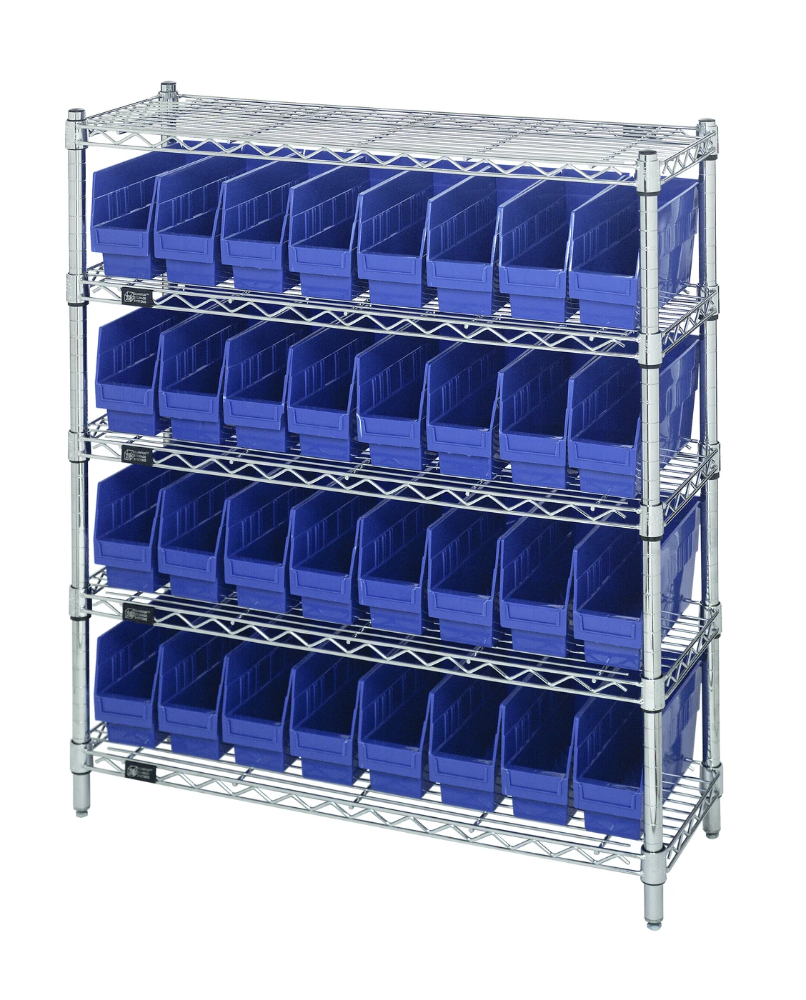 Quantum WR5-39-1236-201BL Bin Wire Shelving Center, 12"D x 36"W x 39"H, 800 lb capacity, Chrome