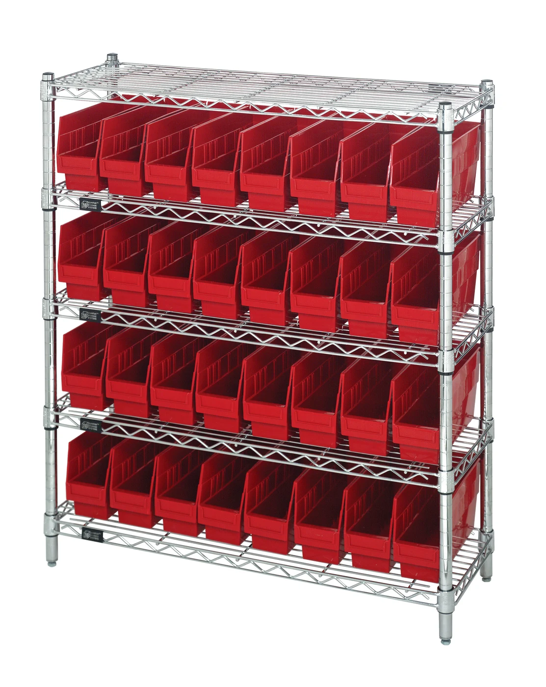 Quantum WR5-39-1236-201RD Bin Wire Shelving Center, 12"D x 36"W x 39"H, 800 lb capacity, Chrome