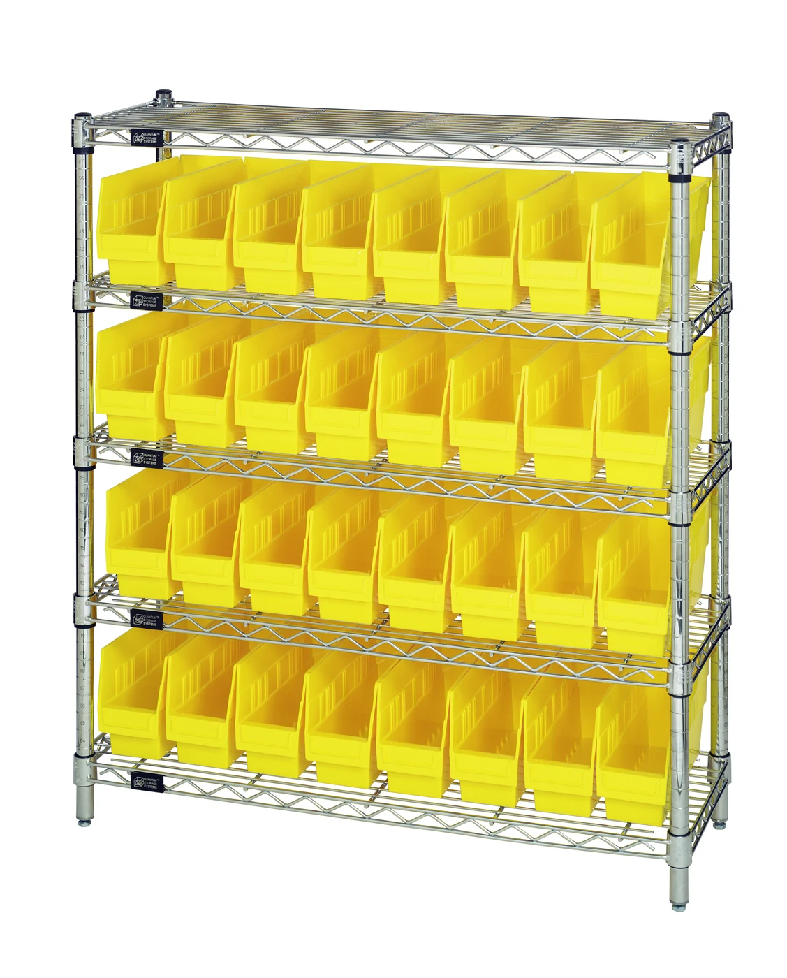 Quantum WR5-39-1236-201YL Bin Wire Shelving Center, 12"D x 36"W x 39"H, 800 lb capacity, Chrome