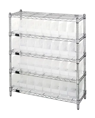 Quantum WR5-39-1236-201CL Bin Wire Shelving Center, 12"D x 36"W x 39"H, 800 lb capacity, Chrome