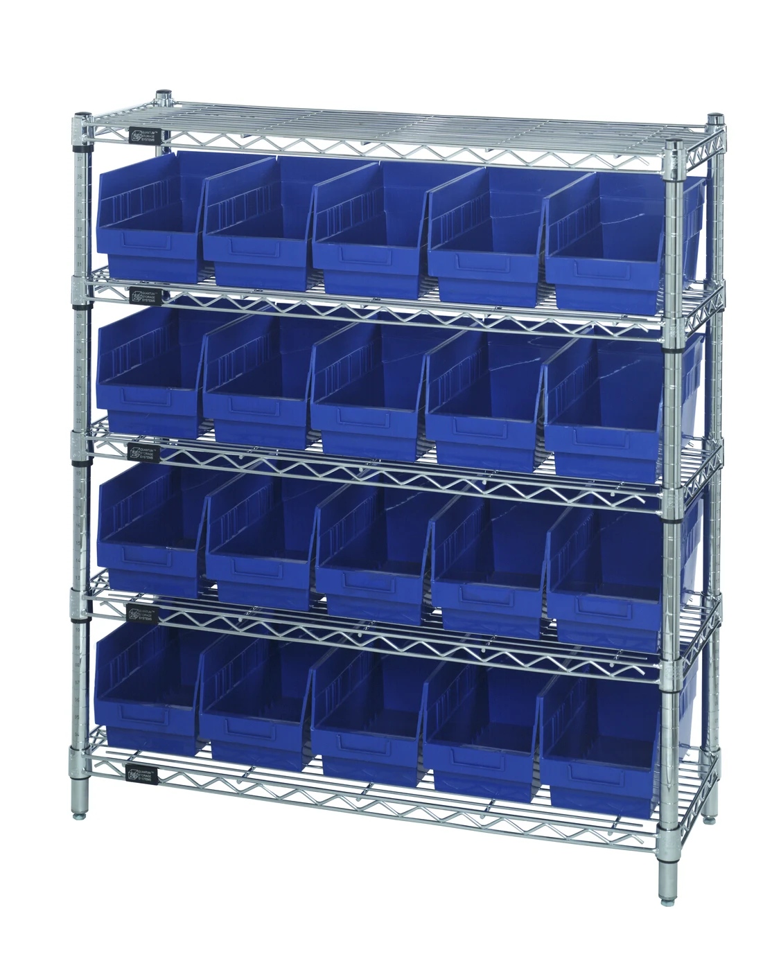 Quantum WR5-39-1236-202BL Bin Wire Shelving Center, 12"D x 36"W x 39"H, 800 lb capacity, Chrome