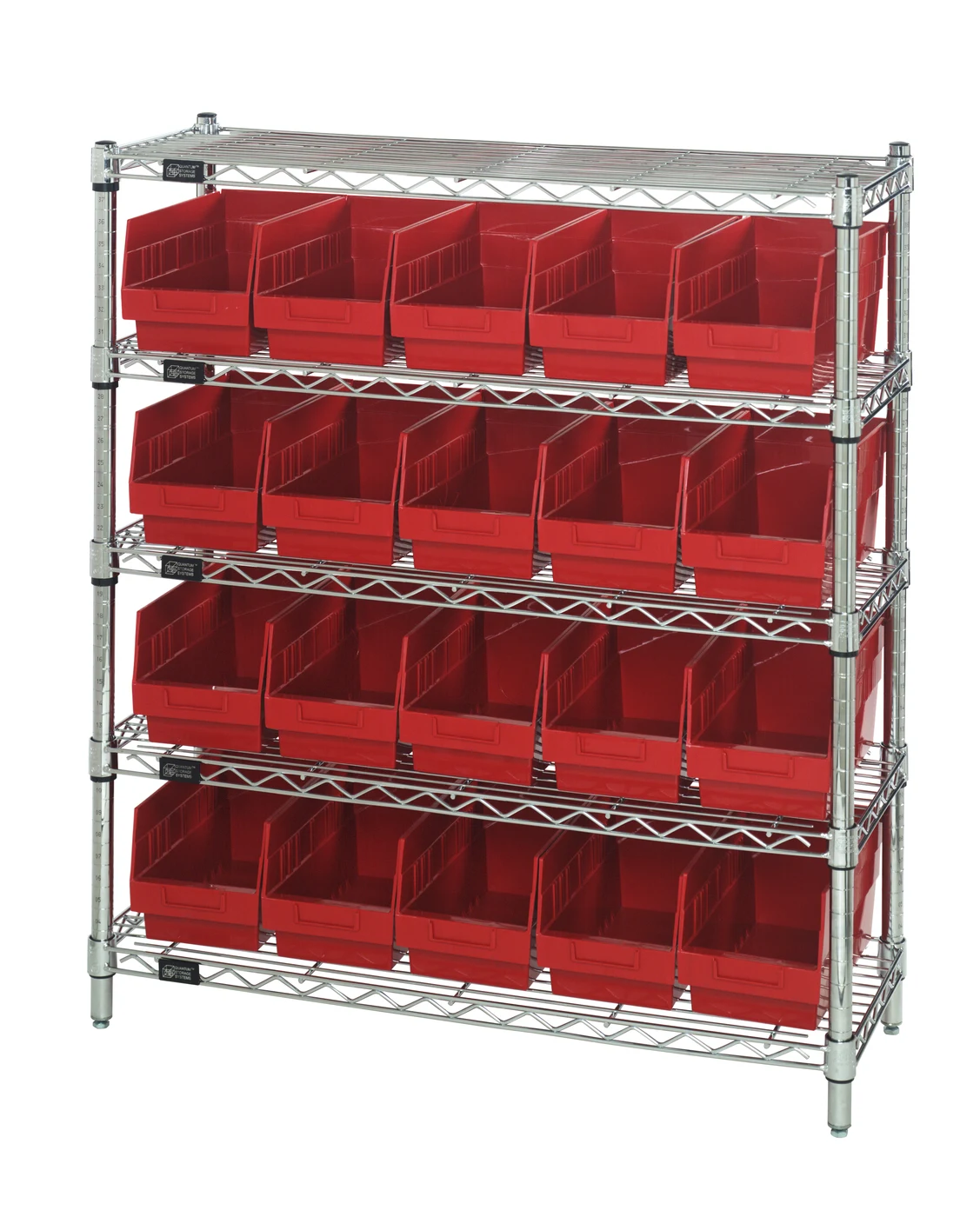 Quantum WR5-39-1236-202RD Bin Wire Shelving Center, 12"D x 36"W x 39"H, 800 lb capacity, Chrome