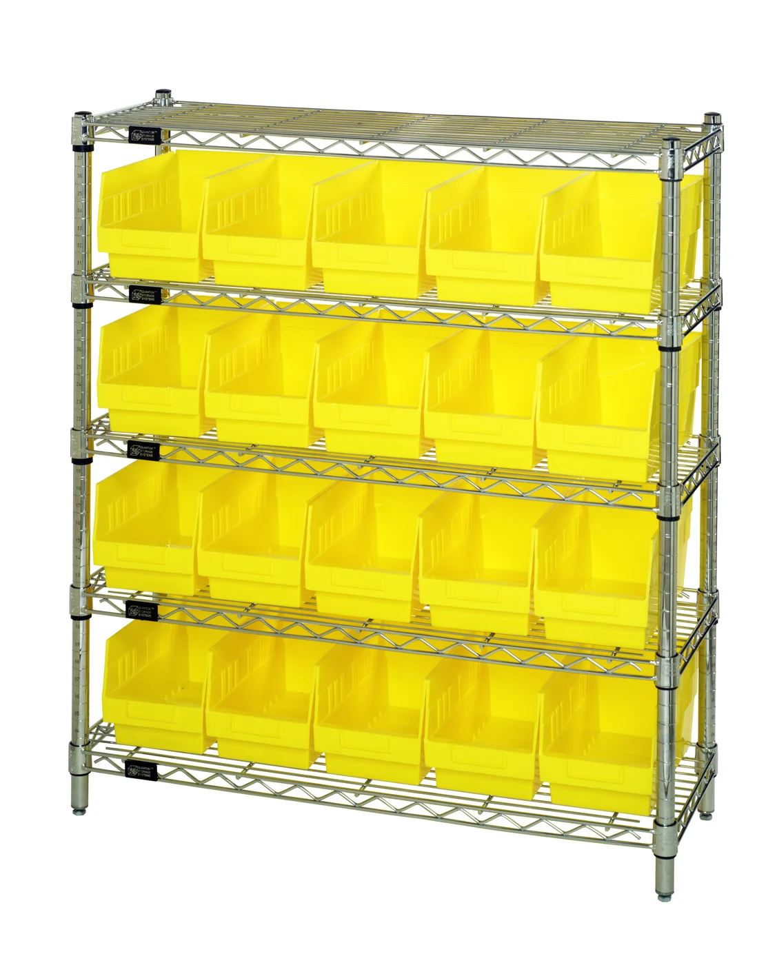 Quantum WR5-39-1236-202YL Bin Wire Shelving Center, 12"D x 36"W x 39"H, 800 lb capacity, Chrome