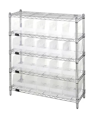 Quantum WR5-39-1236-202CL Bin Wire Shelving Center, 12"D x 36"W x 39"H, 800 lb capacity, Chrome