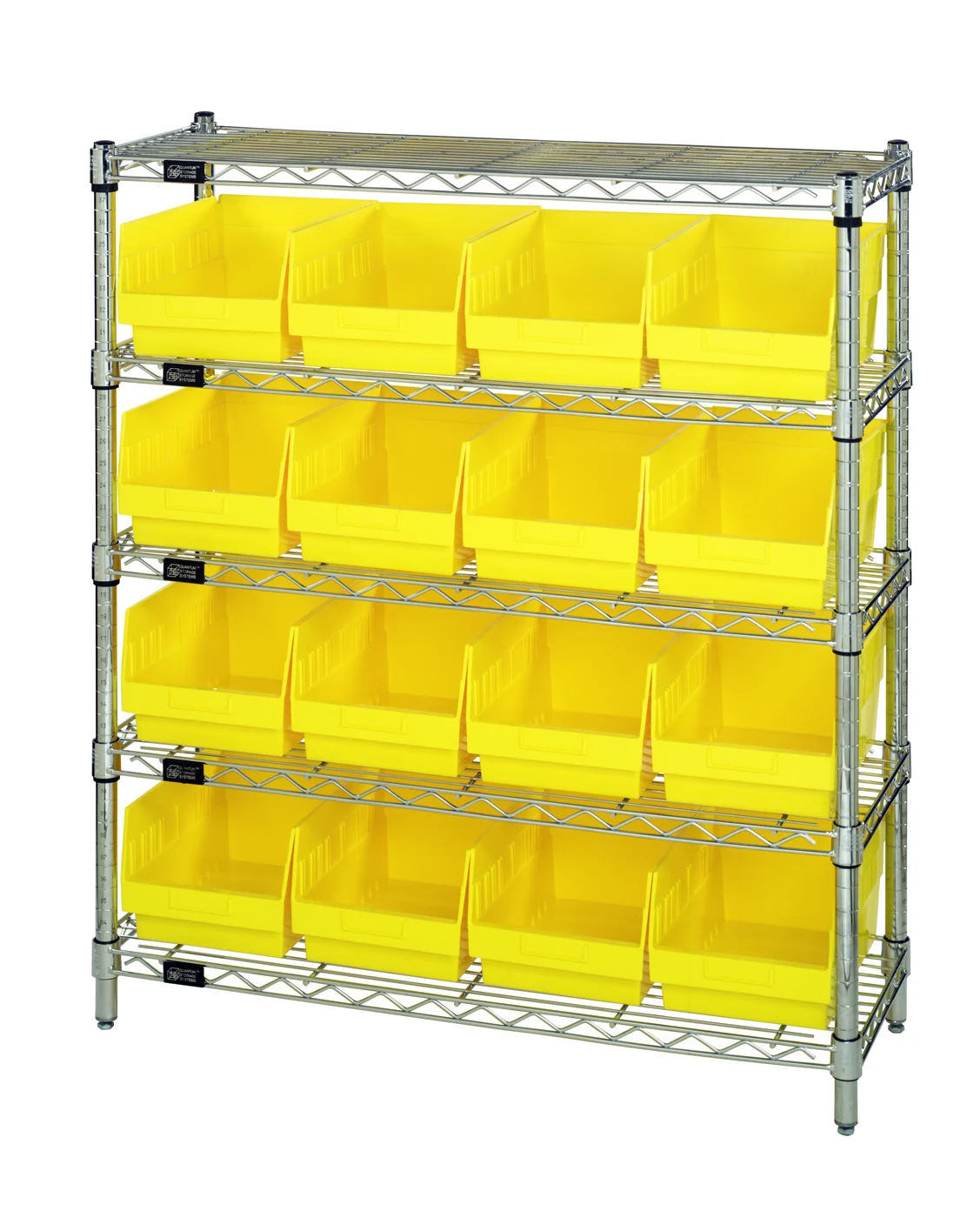 Quantum WR5-39-1236-207YL Bin Wire Shelving Center, 12"D x 36"W x 39"H, 800 lb capacity, Chrome