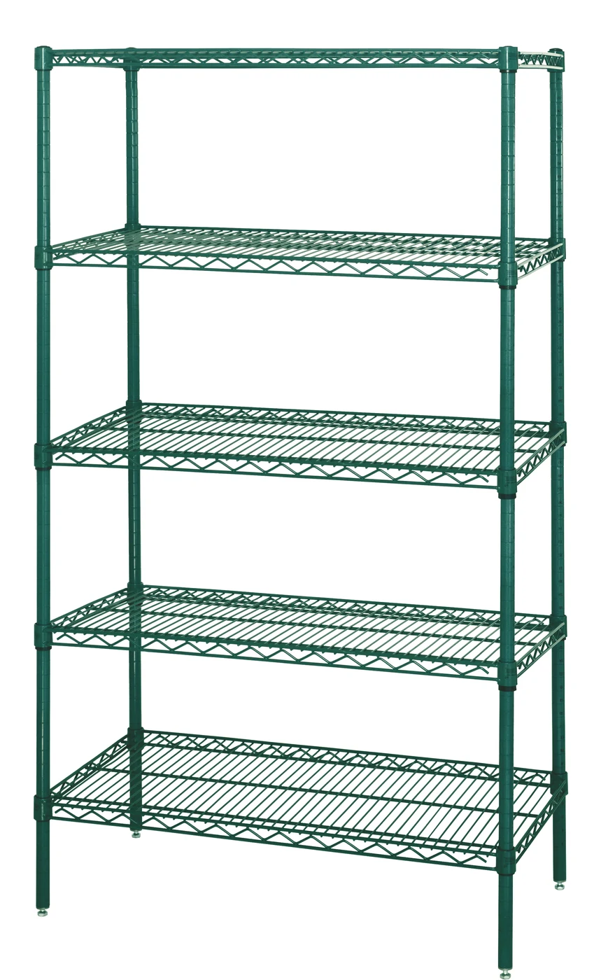 Quantum WR74-1860P-5X Wire Shelving Starter Kit, 60"W x 18"D x 74"H, 600-800 lb capacity, Green