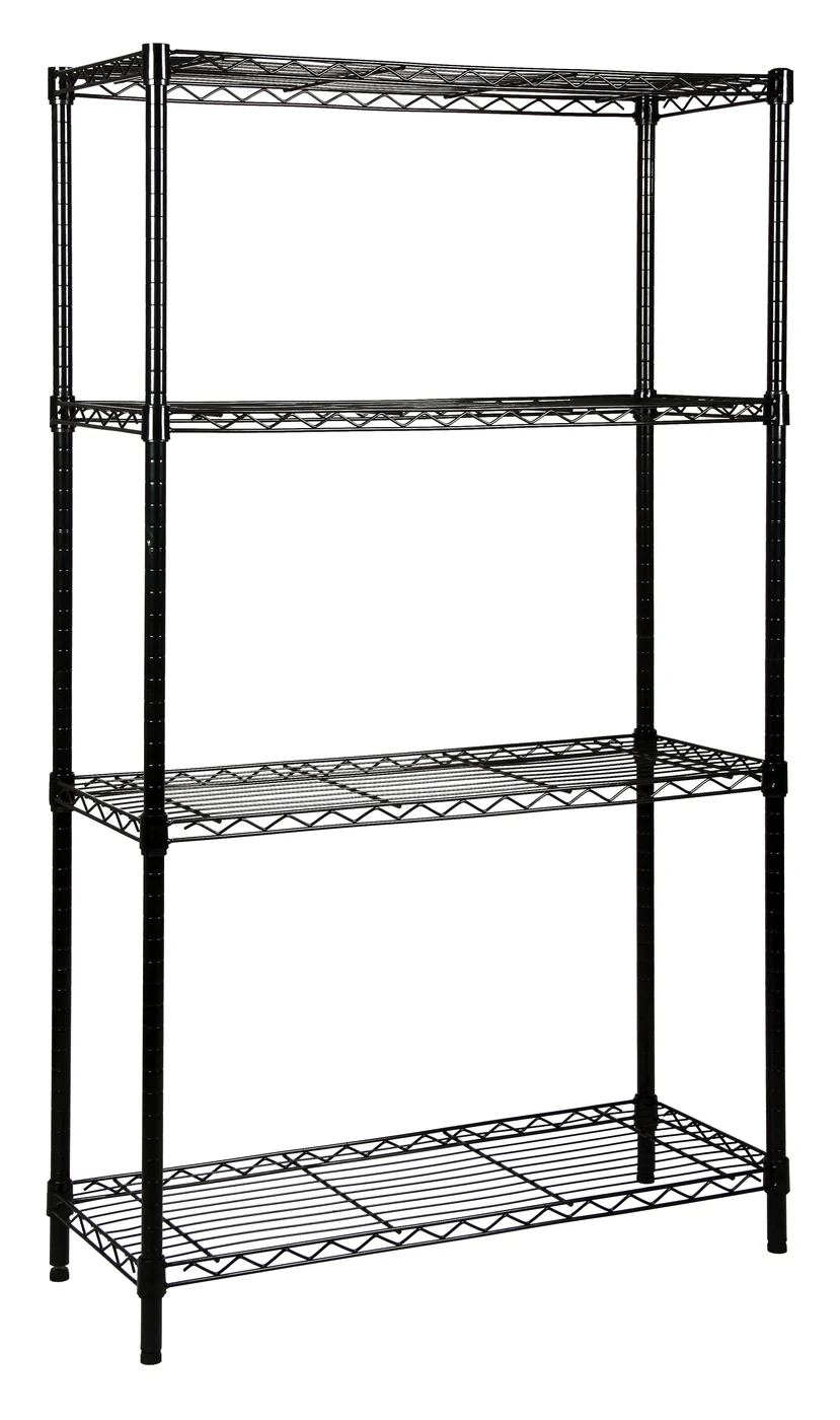 Quantum WR63-1860BK Wire Shelving Starter Kit, 60"W x 18"D x 63"H, 600-800 lb capacity, Black