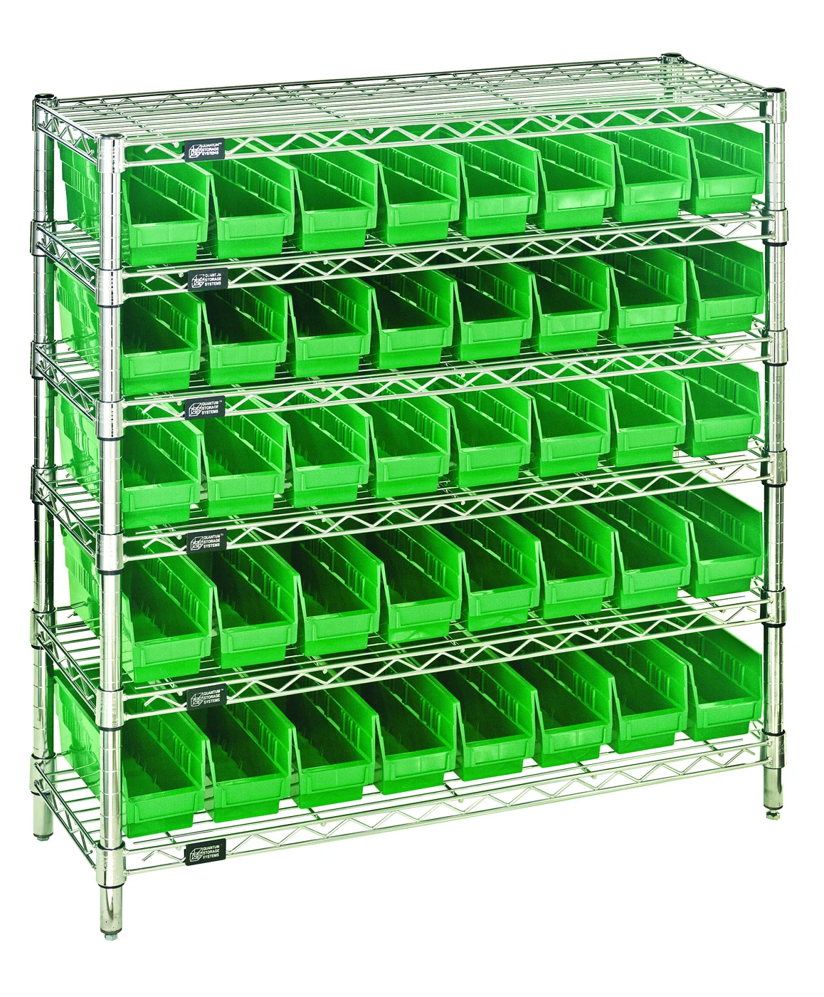 Quantum WR6-36-1236-101GN Bin Wire Shelving System, 36"W x 12"D x 36"H, 800 lb capacity, Chrome