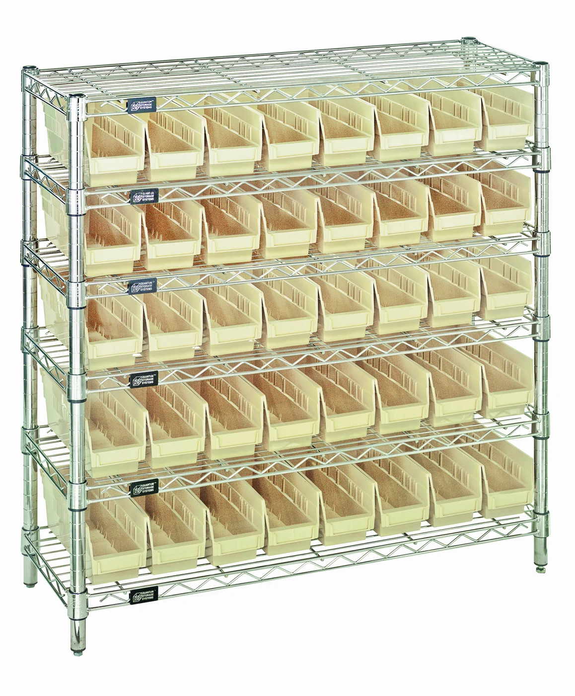 Quantum WR6-36-1236-101IV Bin Wire Shelving System, 36"W x 12"D x 36"H, 800 lb capacity, Chrome