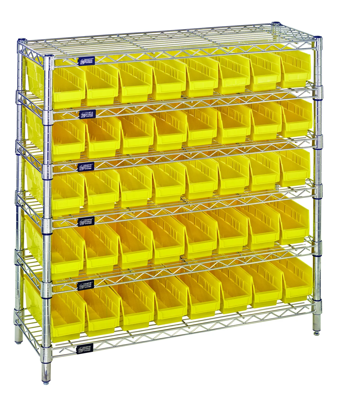 Quantum WR6-36-1236-101YL Bin Wire Shelving System, 36"W x 12"D x 36"H, 800 lb capacity, Chrome
