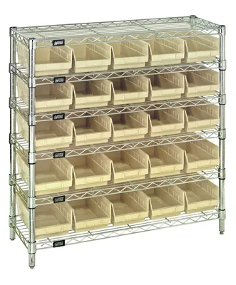 Quantum WR6-36-1236-102IV Bin Wire Shelving System, 36"W x 12"D x 36"H, 800 lb capacity, Chrome