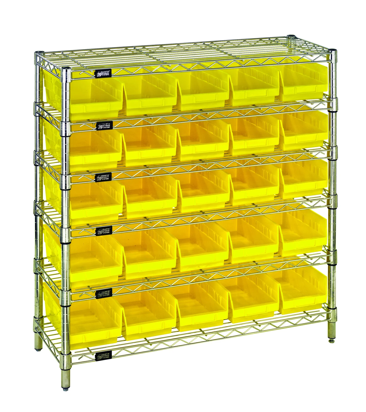 Quantum WR6-36-1236-102YL Bin Wire Shelving System, 36"W x 12"D x 36"H, 800 lb capacity, Chrome