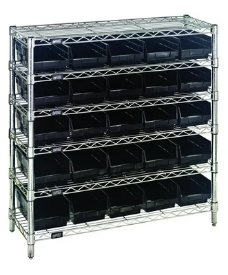 Quantum WR6-36-1236-101CO Conductive Bin Wire Shelving System, 36"W x 12"D x 36"H, 800 lb capacity, Chrome