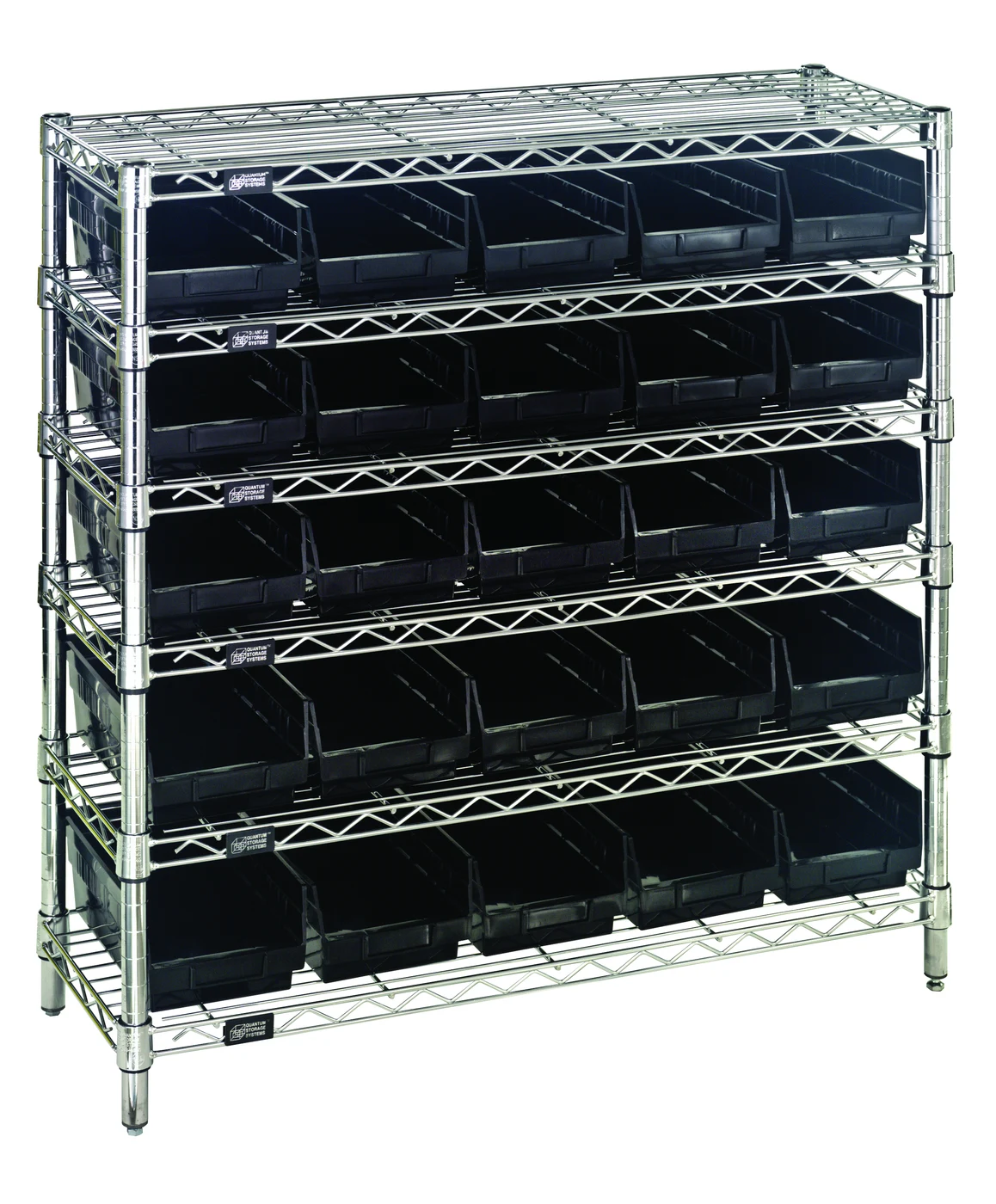 Quantum WR6-36-1236-102CO Conductive Bin Wire Shelving System, 36"W x 12"D x 36"H, 800 lb capacity, Chrome