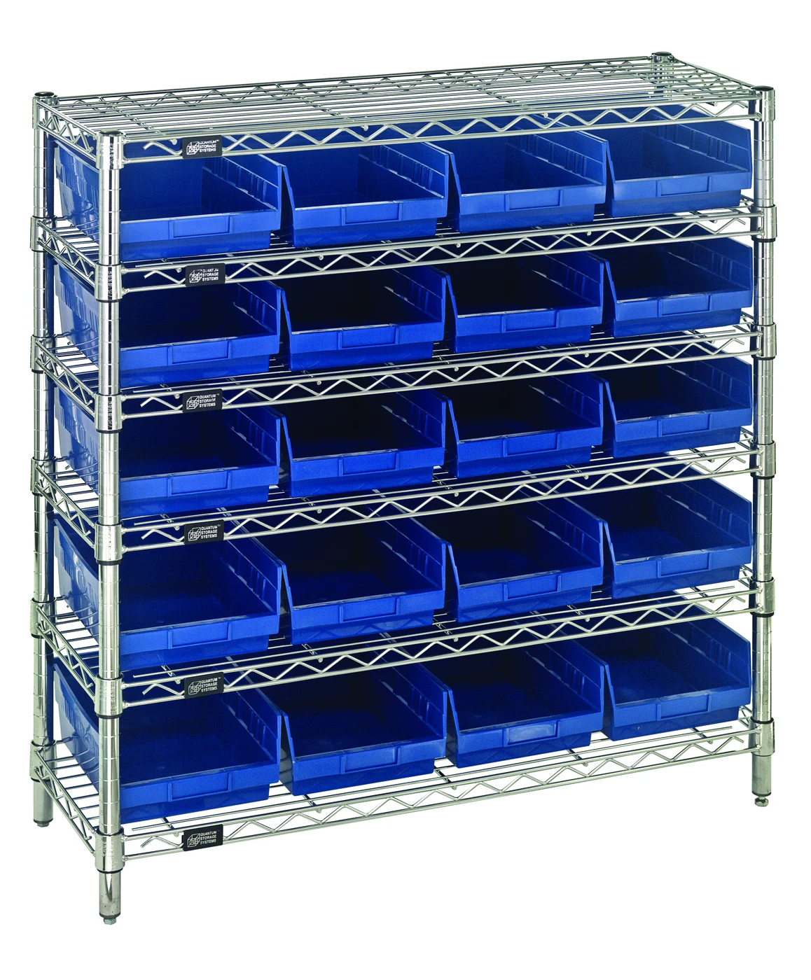 Quantum WR6-36-1236-107BL Bin Wire Shelving System, 36"W x 12"D x 36"H, 800 lb capacity, Chrome