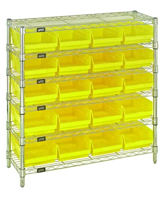 Quantum WR6-36-1236-107YL Bin Wire Shelving System, 36"W x 12"D x 36"H, 800 lb capacity, Chrome
