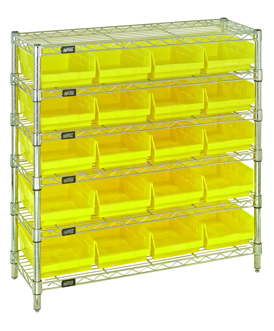 Quantum WR6-36-1236-107YL Bin Wire Shelving System, 36"W x 12"D x 36"H, 800 lb capacity, Chrome
