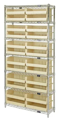Quantum WR7-255IV Wire Shelving Container System, 36"W x 18"D x 74"H, 800 lb capacity, Chrome