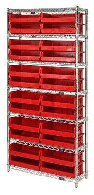 Quantum WR7-255RD Wire Shelving Container System, 36"W x 18"D x 74"H, 800 lb capacity, Chrome