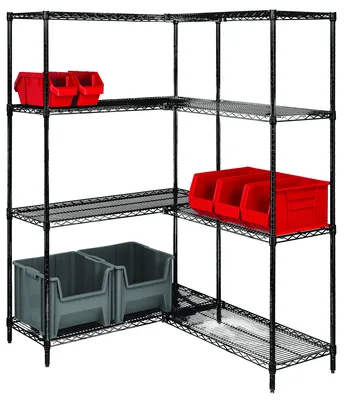 Quantum AD74-3048BK Wire Shelving Add-On Kit, 48"W x 30"D x 74"H, 600-800 lb capacity, Black — in use