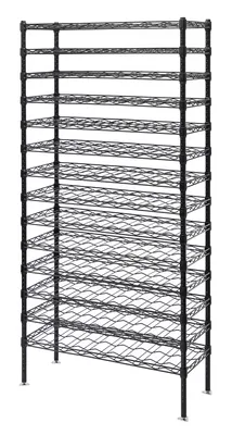 Quantum WR74-1448WSBK Wire Wine Cradle Shelving Unit, 48"W x 14"D x 74"H, 168 bottles capacity, Black