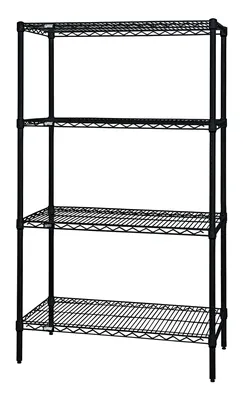 Quantum WR74-1454BK Wire Shelving Starter Kit, 54"W x 14"D x 74"H, 600-800 lb capacity, Black