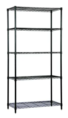 Quantum WR63-3648BK-5X Wire Shelving Starter Kit, 48"W x 36"D x 63"H, 600-800 lb capacity, Black