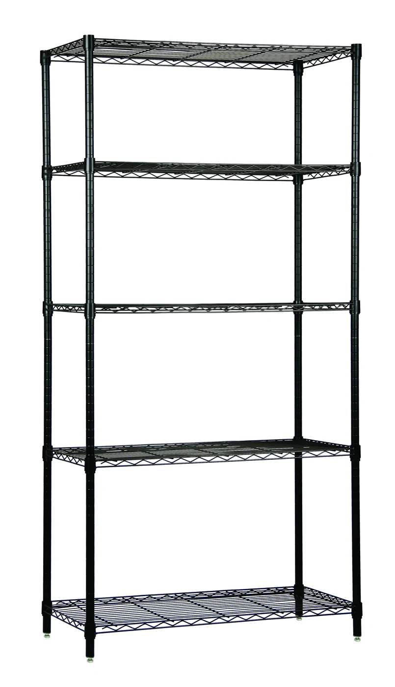 Quantum WR63-3648BK-5X Wire Shelving Starter Kit, 48"W x 36"D x 63"H, 600-800 lb capacity, Black