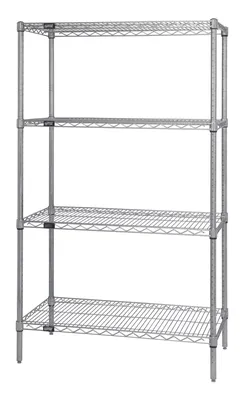 Quantum WR54-1424C Wire Shelving Starter Kit, 24"W x 14"D x 54"H, 600-800 lb capacity, Chrome