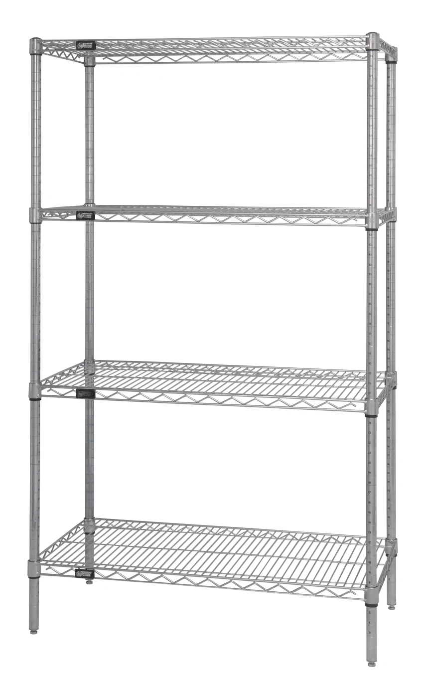 Quantum WR63-2472CX Wire Shelving Starter Kit, 72"W x 24"D x 63"H, 600-800 lb capacity, Chrome