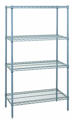 Quantum WR54-1424GY Wire Shelving Starter Kit, 24"W x 14"D x 54"H, 600-800 lb capacity, Gray