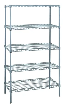 Quantum WR54-3072GY-5 Wire Shelving Starter Kit, 72"W x 30"D x 54"H, 600-800 lb capacity, Gray