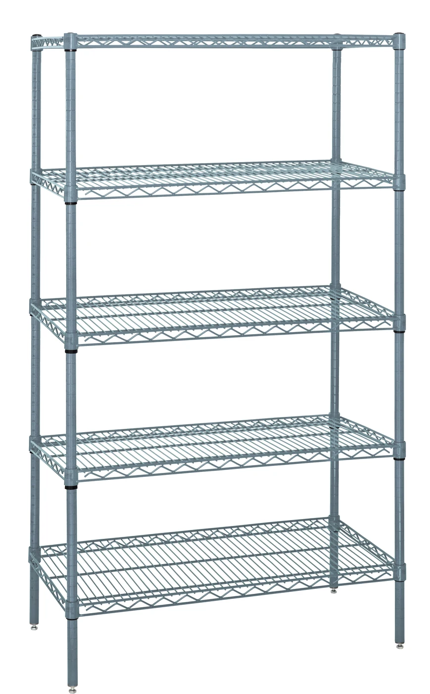 Quantum WR54-1236GY-5 Wire Shelving Starter Kit, 36"W x 12"D x 54"H, 600-800 lb capacity, Gray