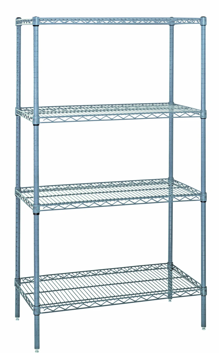 Quantum WR63-3036GY Wire Shelving Starter Kit, 36"W x 30"D x 63"H, 600-800 lb capacity, Gray