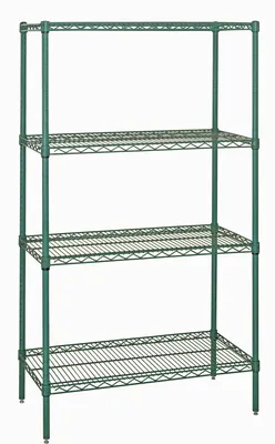 Quantum WR74-3036P Wire Shelving Starter Kit, 36"W x 30"D x 74"H, 600-800 lb capacity, Green