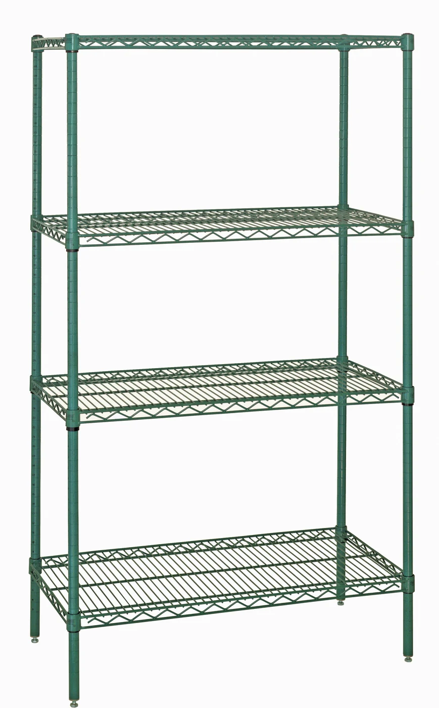 Quantum WR74-3036P Wire Shelving Starter Kit, 36"W x 30"D x 74"H, 600-800 lb capacity, Green