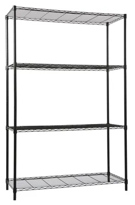 Quantum WR74-3036BKX Wire Shelving Starter Kit, 36"W x 30"D x 74"H, 600-800 lb capacity, Black