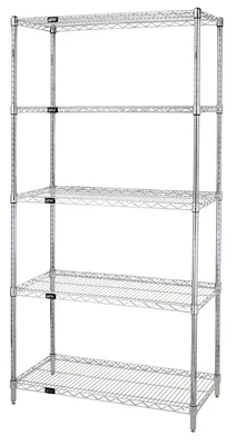 Quantum WR74-3636C-5X Wire Shelving Starter Kit, 36"W x 36"D x 74"H, 600-800 lb capacity, Chrome