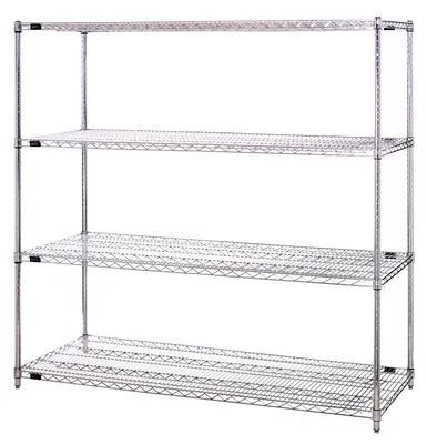Quantum WR74-3048C Wire Shelving Starter Kit, 48"W x 30"D x 74"H, 600-800 lb capacity, Chrome