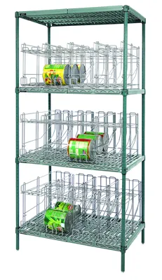 Quantum WR74-CR2448WPM Stationary Can Rack Unit, 48"W x 24"D x 74"H, Green/Polymer