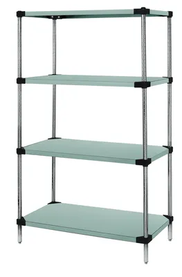 Quantum WRS4-86-1860SS Solid Shelving Starter Kit, 60"W x 18"D x 86"H, 400-600 lb capacity, Stainless