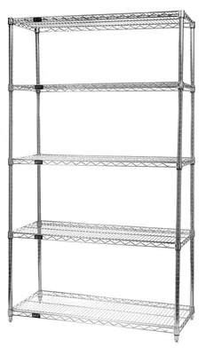Quantum WR86-2454C-5X Wire Shelving Starter Kit, 54"W x 24"D x 86"H, 600-800 lb capacity, Chrome