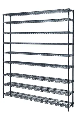 Quantum WR86-2436BKX Wire Shelving Starter Kit, 36"W x 24"D x 86"H, 600-800 lb capacity, Black
