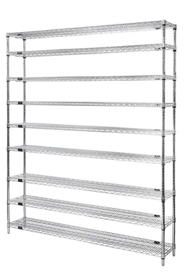 Quantum WR86-1236C Wire Shelving Starter Kit, 36"W x 12"D x 86"H, 600-800 lb capacity, Chrome