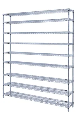 Quantum WR86-1848GY Wire Shelving Starter Kit, 48"W x 18"D x 86"H, 600-800 lb capacity, Gray