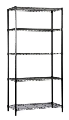 Quantum WR86-3036BK-5X Wire Shelving Starter Kit, 36"W x 30"D x 86"H, 600-800 lb capacity, Black