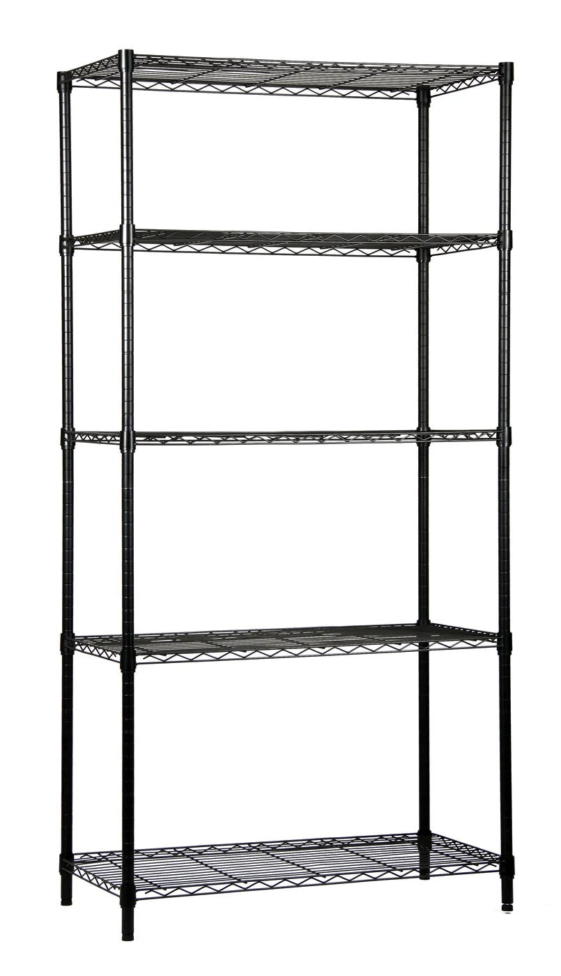 Quantum WR86-3036BK-5X Wire Shelving Starter Kit, 36"W x 30"D x 86"H, 600-800 lb capacity, Black