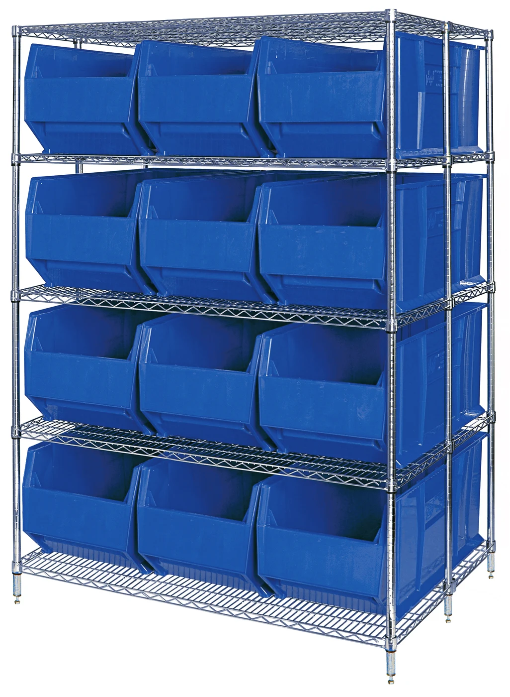 Quantum WRA86-2154C-166BL RackBin 42" Container Wire Shelving System, 42"D x 54"W x 86"H, Chrome