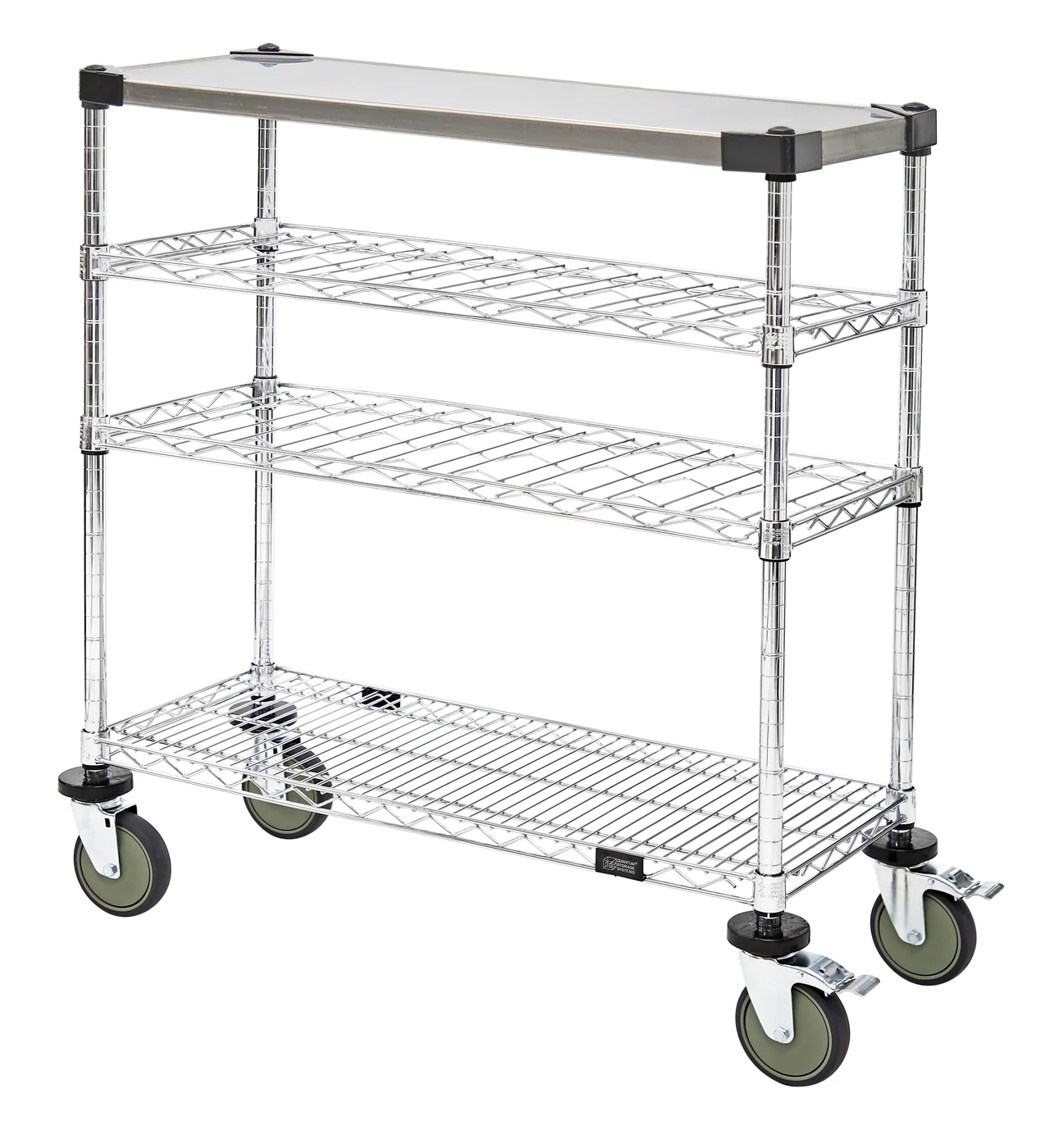 Quantum WRC-1436WSC-1SS Wine Display/Worktable Cart, 36"W x 14"D x 40"H, 1200 lb capacity, Chrome