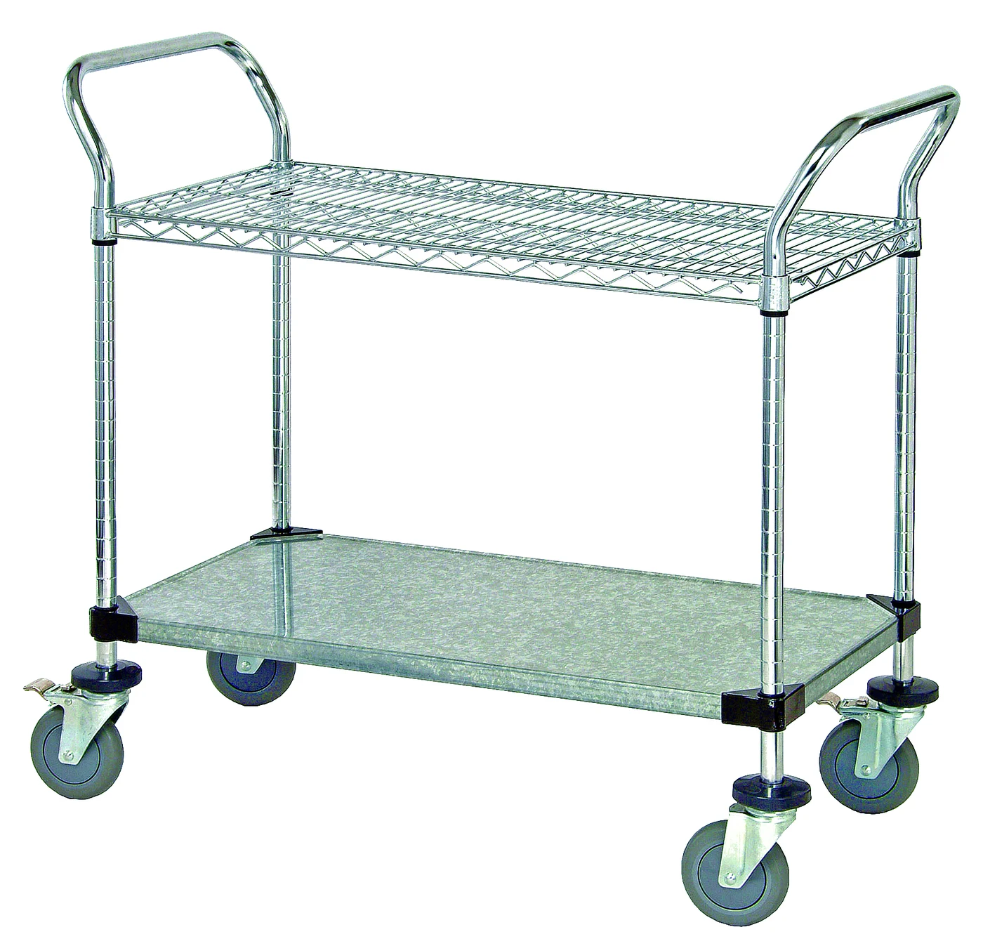 Quantum WRC-2136-2CG Utility Cart, 36"W x 21"D x 37-1/2"H, 1200 lb capacity, Chrome/Galvanized